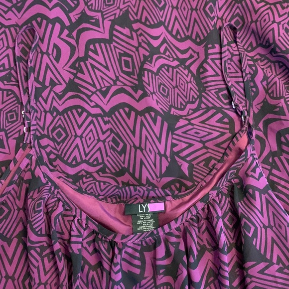 LYS Mini Dress Purple Black Spaghetti Straps Womens Size 3X - Picture 4 of 5